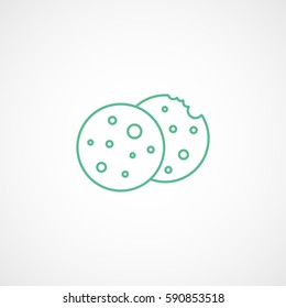 Cookie Green Line Icon On White Background