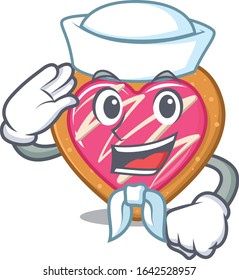 Cookie heart cartoon concept Sailor wearing hat