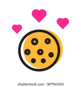 Cookie with hearts. Love cookie. icon flat vector on white background
