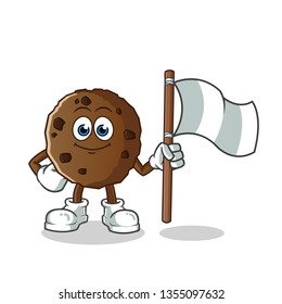 cookie holding flag mascot vector cartoon illustration