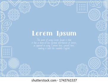 Cookie - horizontal card with text and vector outline illustrations of sweet dessert for graphic design