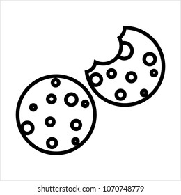 Cookie Icon, Biscuit Cracker Vector Art Illustration