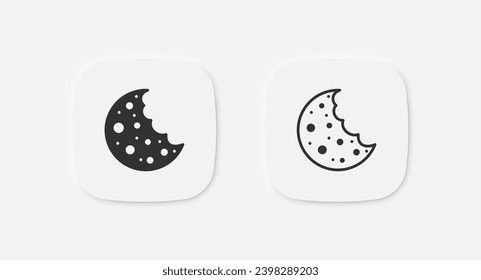 Icono de cookie. Símbolo de galleta. Carteles de aperitivos. Símbolos de archivo de cookies. Iconos de postre. Progreso alimentario. Signo aislado del vector.
