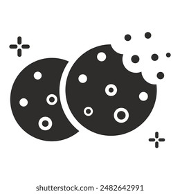 cookie icon, bite symbol, flat vector illustration on white background