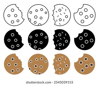 Cookie icon in black and colored versions.