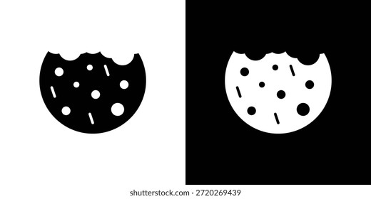 Icono de cookie. Icono de diseño plano simple en blanco y negro