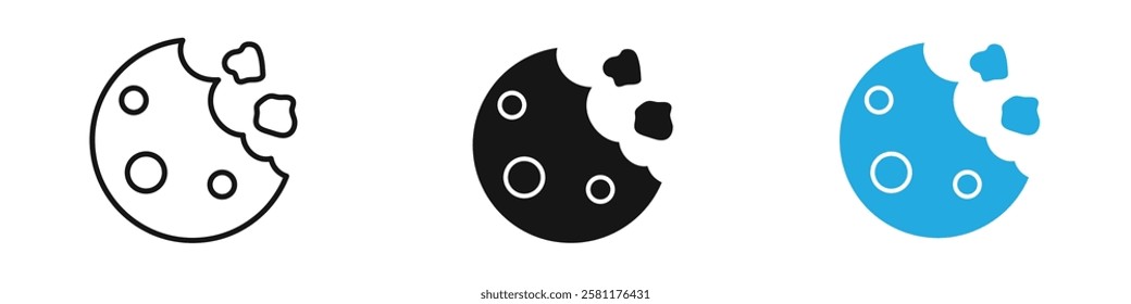 Cookie icon black white vector outline