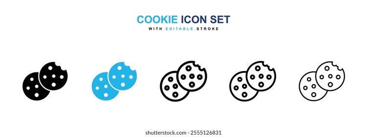 Cookie icon collection in black and blue colors