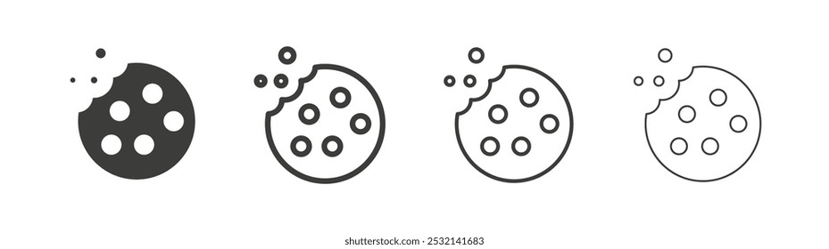 Cookie icon in fill and three stroke sizes