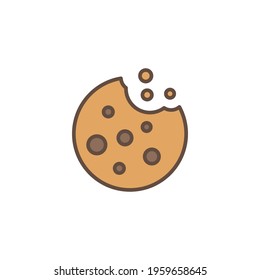 Cookie icon. Filled outline style sign symbol. Browser concept for app and web design. Vector illustration isolated on white background. EPS 10.
