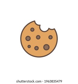 Cookie icon. Filled outline style sign symbol. Browser concept for app and web design. Vector illustration isolated on white background. EPS 10.