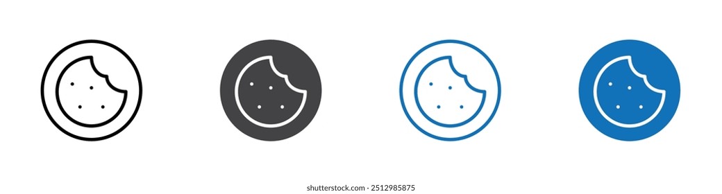 Cookie icon flat editable icon mark set.