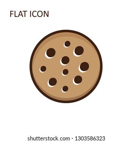 cookie icon. Flat illustration of vector cookie. biscuit isolated on white background. sweet chocolate dessert sign symbol - Vector 