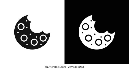 Cookie icon flat line symbol set.