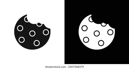 Cookie icon flat line symbol set.