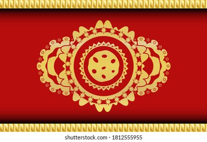 icono de galletas dentro de la insignia Red y Gold. Tradicional y elegante fondo. Ilustración artística. 