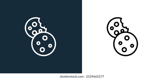 cookie icon isolated on white and black colors. cookie outline linear vector icon from bakery collection for mobile apps, web and ui.