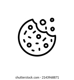 Cookie Icon. Line Art Style Design Isolated On White Background