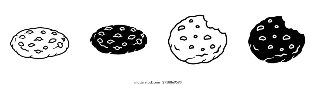 Ícone de cookie no pacote de estilo linear e clipart no fundo branco.