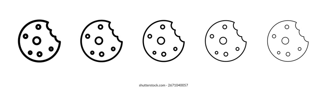 Logotipo de icono de cookie en líneas de trazo colección