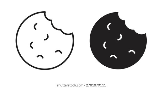 Símbolo de concepto de contorno de icono de cookie con trazo editable en blanco