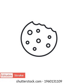 Cookie icon. Outline style sign symbol. Browser concept for app and web design. Vector illustration isolated on white background. Editable stroke EPS 10.