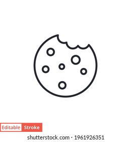 Cookie icon. Outline style sign symbol. Browser concept for app and web design. Vector illustration isolated on white background. Editable stroke EPS 10.
