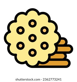 Cookie icon outline vector. Food biscuit. Square cake color flat