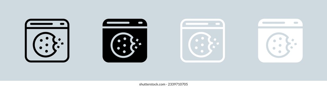 Cookie icon set in black and white. Web data signs vector illustration.