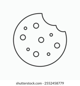 Ícone de cookie definido no estilo de linha preta.