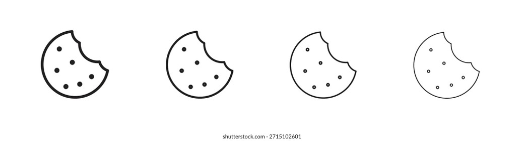 Conjunto de iconos de cookies. Una colección de simples iconos negros de trazos finos