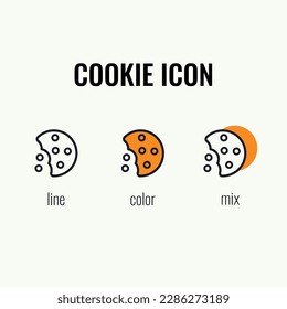 Cookie icon set line, color