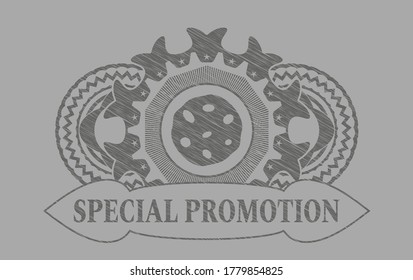 icono de la cookie y texto de promoción especial emblema realista de Gray strot. Sólido fondo lujoso. Ilustración intensa. 