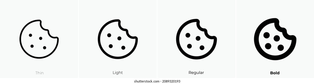 cookie icon. Thin, Light Regular And Bold style design isolated on white background
