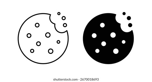 Cookie Icon Vektor in schwarz weiß füllen und Linie Stil. Bäckerei Design Element Vektorgrafik