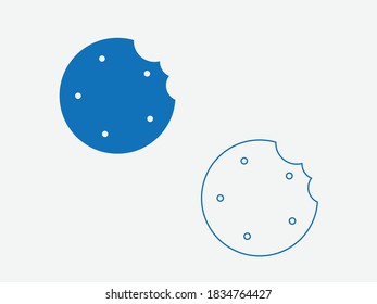 Cookie icon vector. delicious cookie icon (blue version)