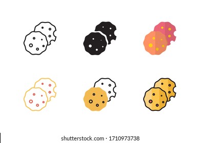 cookie icon vector illustration with different style design. isolated on white background