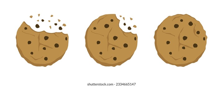 Cookie icon vector illustration isolated. Set cookie crumb biscuit icon vector