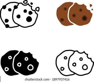 Cookie Icon, Vector Line Illustration	