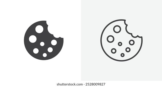 Cookie icon vector icon set in black and white color.
