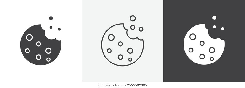 Cookie icon vector set for ui designs