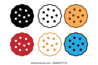 Cookie icon vector.Cookies vector icons for web page. Different cookies icon set. Biscuit, cracker, Snack icon symbol,flat, and colors style on white background.