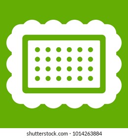 Cookie icon white isolated on green background. Vector illustration