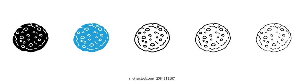 Cookie icons collection vectors in black and blue