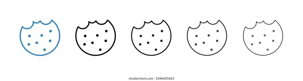 Cookie icons in five different stroke sizes