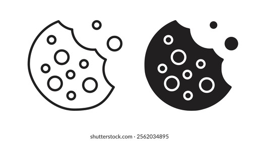 Cookie icons in flat and line style set.