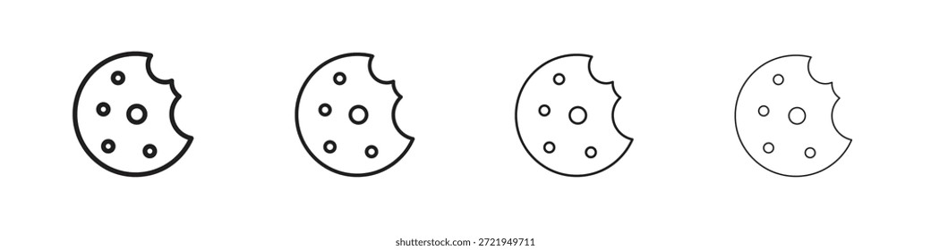 Iconos de galletas delinean el diseño de Vector negro. Línea con trazo editable.