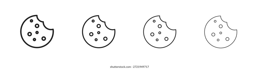 Iconos de galletas delinean el diseño de Vector negro. Línea con trazo editable.