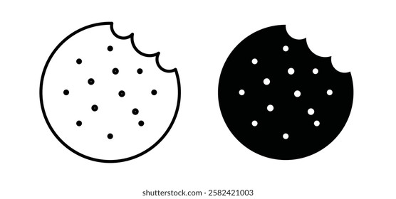 Cookie icons pack vectors in black flat and strokes