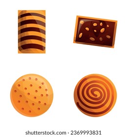 Cookie icons set cartoon vector. Homemade baking. Biscuit, sweet food
